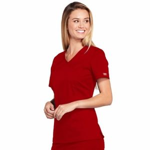 Cherokee Work Wear Core Stretch NWT Red V-Neck Scrub Top Medium